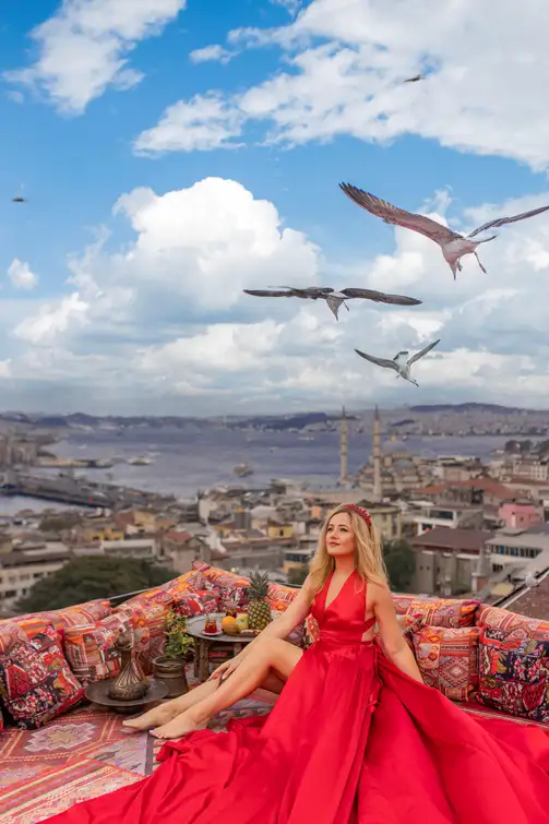 Rooftop Flying Dress Photoshoot in Istanbul 4